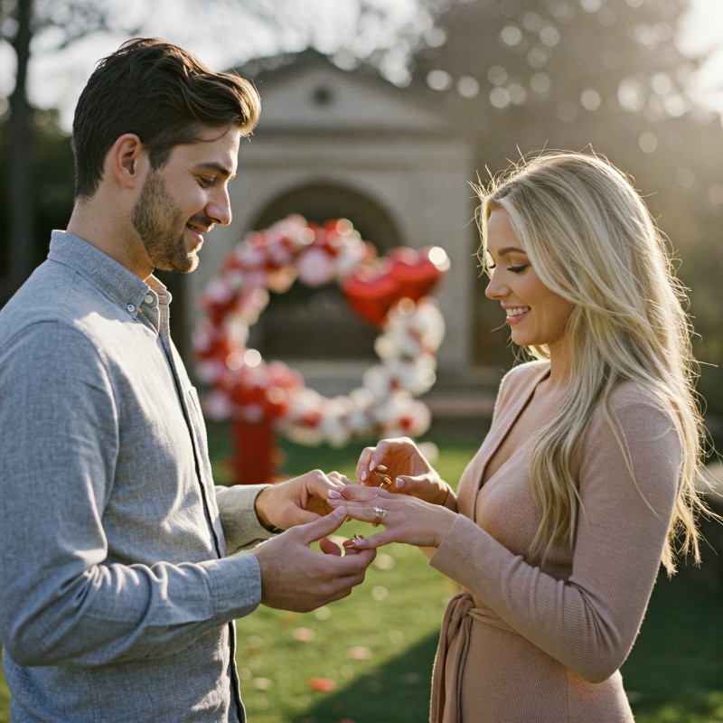 A couple exchanging gold rings as a symbol of love