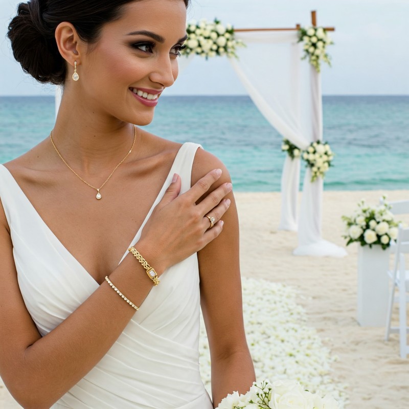 Perfect gold and diamond jewellery for a destination wedding.