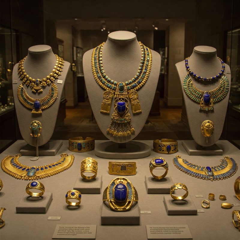 Ancient Egyptian gold jewellery artefacts