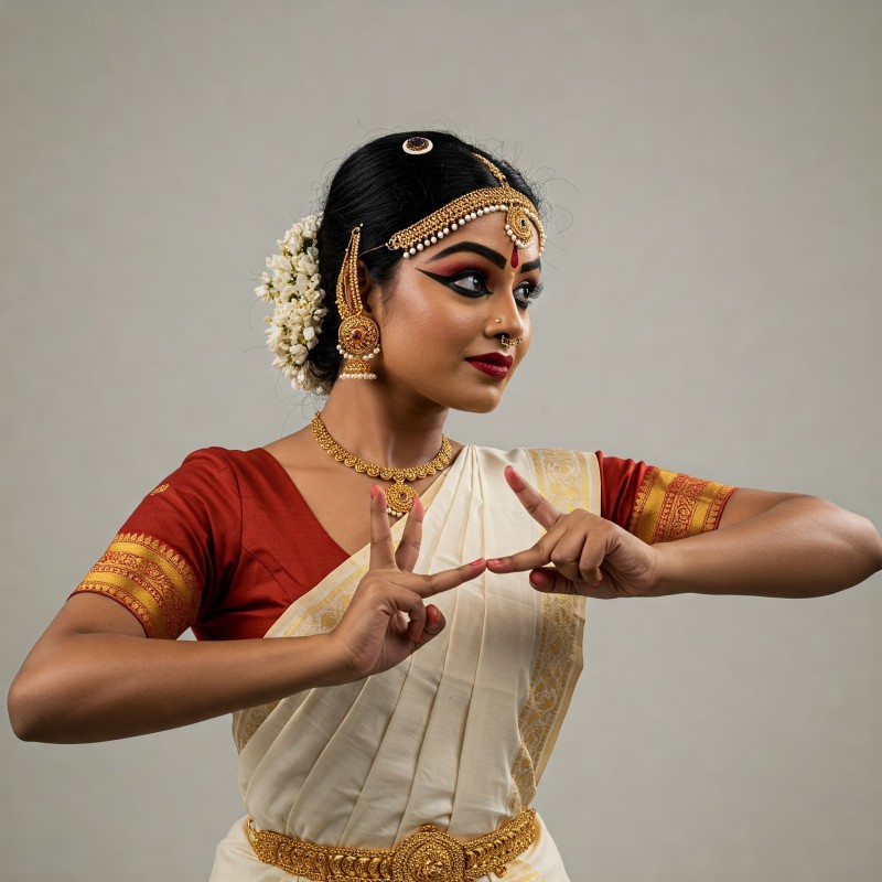 Gold jewellery design in Mohiniyattam dance