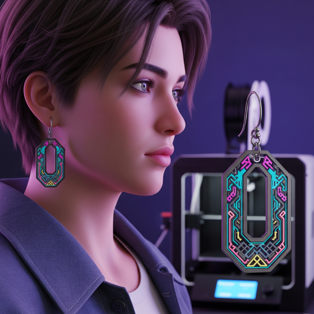 Gen Z jewellery trends Close-up of a 3D printer printing a fashion-forward jewellery design