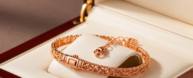Elegant rose gold bracelet presented in a luxury box