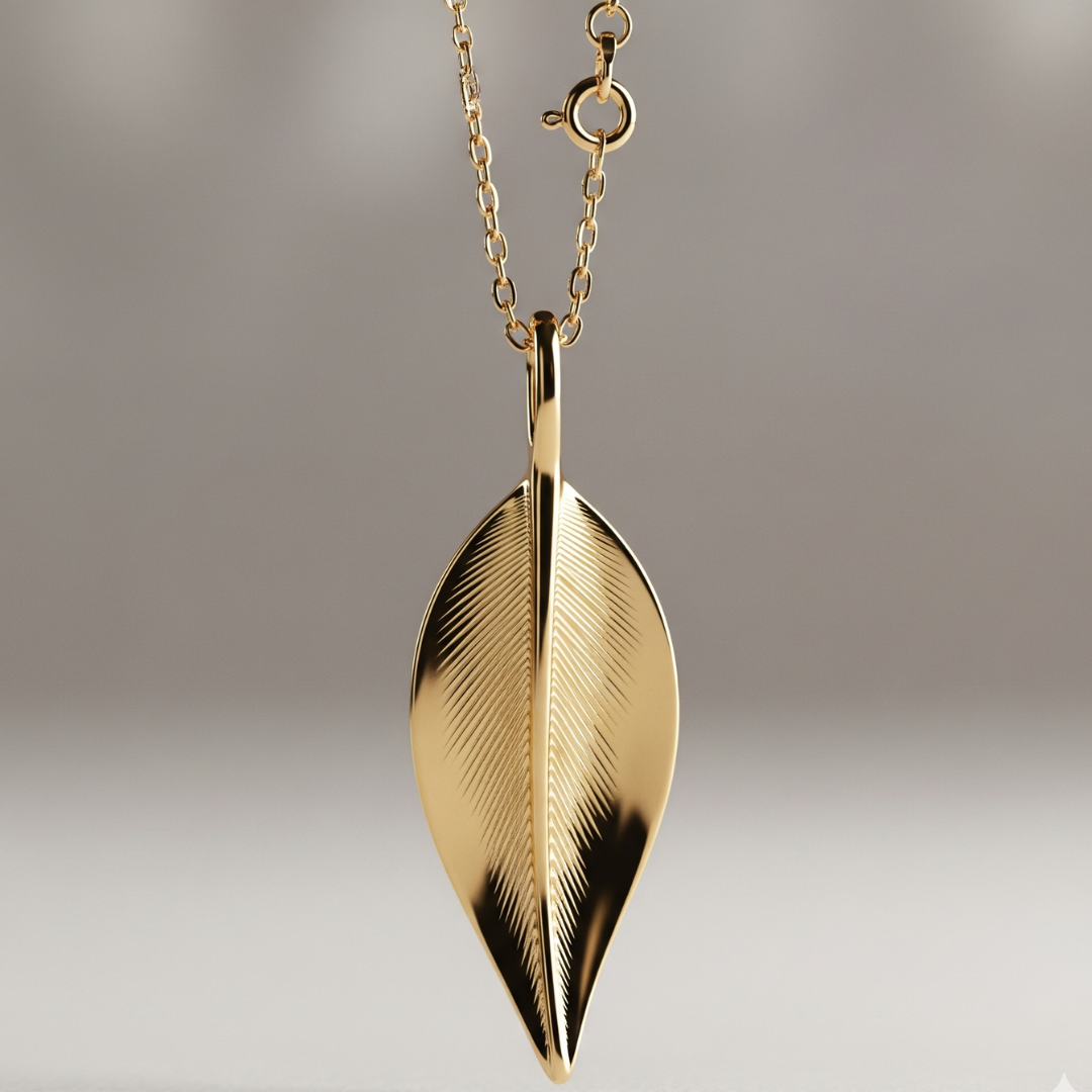 gold pendant with nature inspired design for men
